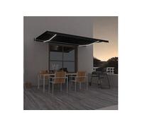 vidaXL Store automatique avec LED & capteur de vent 500x350 cm Anthracite