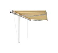 vidaXL Store automatique rétractable avec poteaux 3,5x2,5m jaune blanc
