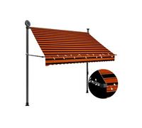 Luifel handmatig uitschuifbaar met LED 200 cm oranje en bruin145878