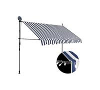Luifel handmatig uitschuifbaar met LED 250 cm blauw en wit145844