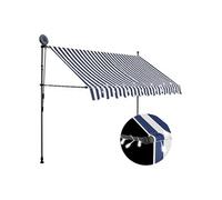 Luifel handmatig uitschuifbaar met LED 300 cm blauw en wit145845