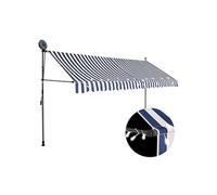 Luifel handmatig uitschuifbaar met LED 350 cm blauw en wit145846