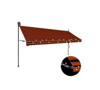 Luifel handmatig uitschuifbaar met LED 400 cm oranje en bruin145882