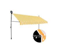 Luifel handmatig uitschuifbaar met LED 400 cm wit en oranje145861