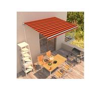 Luifel handmatig uittrekbaar 400x300 cm oranje en bruin3051216