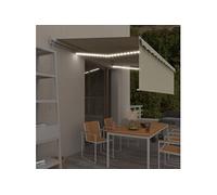 vidaXL Store manuel rétractable avec store roulant et éclairage LED, 5 x 3 m, couleur crème