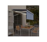 vidaXL Store manuel rétractable avec store LED 3,5x2,5m bleu blanc