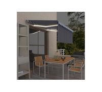 Luifel handmatig uittrekbaar rolgordijn LED 3x2,5 m blauw wit3069381
