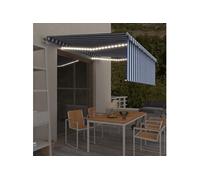 vidaXL Auvent automatique avec store LED Capteur de vent 4,5x3m Bleu Blanc
