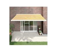 vidaXL Marquise rétractable jaune et blanc 4,5x3 m Tissu et aluminium