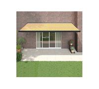 Luifel uittrekbaar 5x3 m stof en aluminium geel en wit3154560