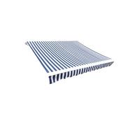 vidaXL Luifeldoek 4x3 m canvas blauw en wit141011 Blanc G