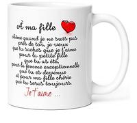 Luigi Collection Mug Ma Fille je t’Aime Humour Tasse Message drôle Amour Idée Cadeau Original pour Femme Enfant Famille pour Anniversaire St Valentin Noël Déclaration Mère Père. Céramique