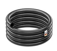 Wiltec Luisiana OM/I Tuyau d'aspiration noir - 25 m / Ø 38 mm (1 1/2") / 420 g/m - avec Spirale de renforcement - Tube à pression souple en PVC - pour Arrosage Irrigation Jardinage Évacuation Refoulem
