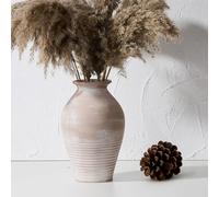 LUKA Vase Rustique en céramique de 23,4 cm en Terre Cuite blanchie à la Chaux - Vase décoratif en Argile pour décoration d'intérieur, Table, Salon, étagère, cheminée
