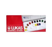 LUKAS AQUARELL STUDIO Lot de 16 boîtes de 1/2 dans un coffret en métal