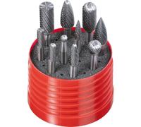 LUKAS HM Jeu de fraises Z7 à denture en croix, jeu de fraises, fraises à queue, outil d'ébavurage, travail de précision, enlèvement rapide de matière, queue de 6 mm, longueur 40 mm, acier - 10 pièces