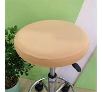 Lukery Couleur Unie Housse à Couvre Chaise Ronde Élastiques Drap Housse de Protection Lavable pour 30-34cm Tabouret Rond, Housse de Siège de Chaise pour Bureau, Restaurant, Chambre (Brun Clair,1pcs)