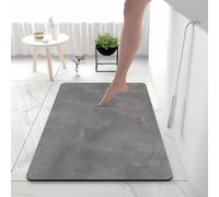 Lukery Tapis de Bain Absorbant Antidérapant, Rectangle Tapis de Cuisine Salle de Bain Diatomite Lavable Absorbant Sèche Rapide Douche Vaisselle - Marbre (Gris Foncé,50x80cm)