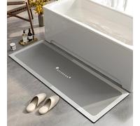 Lukery Tapis de Bain Absorbant Antidérapant, Rectangle Tapis de Cuisine Salle de Bain Diatomite Lavable Absorbant Sèche Rapide Douche Vaisselle - Marbre (Herbe Grise,60x90cm)