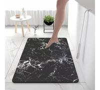 Lukery Tapis de Bain Absorbant Antidérapant, Rectangle Tapis de Cuisine Salle de Bain Diatomite Lavable Absorbant Sèche Rapide Douche Vaisselle - Marbre (Noir 1,30x50cm)