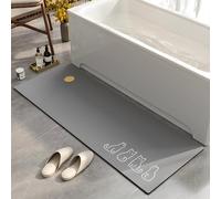 Lukery Tapis de Bain Absorbant Antidérapant, Rectangle Tapis de Cuisine Salle de Bain Diatomite Lavable Absorbant Sèche Rapide Douche Vaisselle - Marbre (Chat Gris,45x120cm)