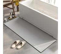 Lukery Tapis de Bain Absorbant Antidérapant, Rectangle Tapis de Cuisine Salle de Bain Diatomite Lavable Absorbant Sèche Rapide Douche Vaisselle - Marbre (Gris Clair,60x180cm)