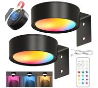 LUKIUP 2 pièces Lampe Tableau Sans Fil Rechargeable, 2600mAh Lampes Magnétiques Avec Télécommande, LED Spot 3 Couleurs de Lumière, Applique Murale Intérieure Cadre Photo, Images, Mur (Noir)