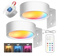 LUKIUP 2 pièces Lampe Tableau Sans Fil Rechargeable, 2600mAh Lampes Magnétiques Avec Télécommande, LED Spot 3 Couleurs de Lumière, Applique Murale Intérieure Cadre Photo, Images, Mur (Blanc)