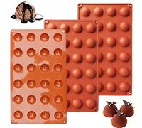 LUKIUP® 3 Pièces Moule Silicone Demi Sphère Mini, 24 Trous Semicircle Moule Petite Taille en Silicone Cuisson, Ø 2.9 cm, pour Boule de Chocolat, Gâteau, Gelée, Pudding, Mousse