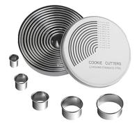 LUKIUP Lot de 12 emporte-pièces ronds avec boîte de rangement, 12 tailles différentes Mould 2,6-11,3 cm, emporte-pièces ronds, anneaux de dessert pour biscuits, pâtisseries, mousse, donuts, gâteaux