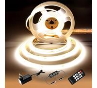 luktix Ruban LED COB 2m Blanc Naturel, 4000K, 24V, Largeur 8mm, CRI 92 | Bande LED Dimmable avec Télécommande et Alimentation pour Cuisine, Chambre, Télévision, Miroir, Interieur Maison, Flexible