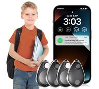 lulaven Lot de 4 traceurs GPS pour enfants, outil de déverrouillage magnétique, étiquette à épingle anti-retrait cachée, fonctionne avec Apple Find My (iOS uniquement), sans frais mensuels, dispositif