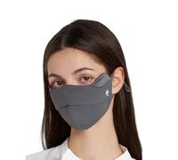 lulupila Masque solaire pour le visage UPF50+ avec inserts en soie, respirant et lavable, rafraîchissant pour sports de plein air, cyclisme et randonnée (gris)