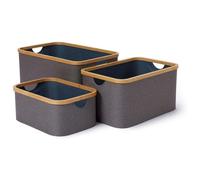 Lumaland boîtes de rangement avec cadre en bambou - set de 3 - gris-bleu