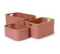 Lumaland Boîtes de rangement avec cadre en bambou - set de 3 - rose