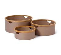LUMALAND : Boîtes de rangement rondes en bambou - Lot de 3 - Couleur taupe