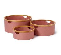 LUMALAND Cadre en bambou Boîte de rangement ronde - Lot de 3 - Rose