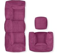 LUMALAND, ensemble de base (5 pièces) - Système modulaire - Adapté à une utilisation intérieure et extérieure - Ensemble de sièges en forme de sac de relaxation, couleur vin - Canapé, fauteuil, pouf -