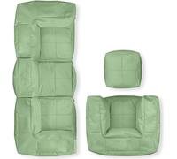 LUMALAND, ensemble de base (5 pièces) - Système modulaire - Adapté pour l'intérieur et l'extérieur - Ensemble de sièges en forme de sac de relaxation, couleur vert pastel - Canapé, fauteuil, pouf - Ga
