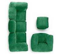LUMALAND, ensemble de base modulaire Cord, 5 pièces - Canapé modulaire d'intérieur comprenant un fauteuil et un pouf - Coussin de sol, fauteuil confortable pour créer un espace de détente à la maison
