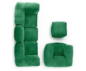 LUMALAND, ensemble de base modulaire Cord, 5 pièces - Canapé modulaire d'intérieur comprenant un fauteuil et un pouf - Coussin de sol, fauteuil confortable pour créer un espace de détente à la maison