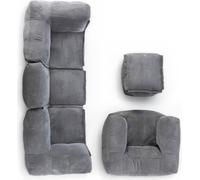 LUMALAND Ensemble modulaire Basic (5 pièces) de la gamme Cord - Housse douce & lavable - Gris