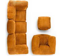 LUMALAND Ensemble modulaire Basic (5 pièces) de la gamme Cord - Housse douce & lavable - Jaune moutarde