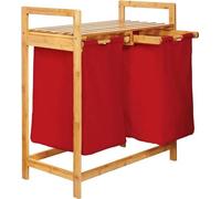 Lumaland Panier à linge en bambou 2 sacs à linge extensibles Collecteur de linge Rangement pratique Sacs en tissu Bois de bambou 73 cm de hauteur x 64 cm de largeur x 33 cm de profondeur