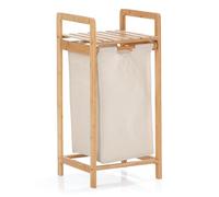 Lumaland Panier à linge en bambou avec sac à linge coulissant, matériau facile d'entretien, résistant à l'humidité et facile à nettoyer, 73 x 33 x 33 cm (H x l x L)