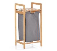 Lumaland Panier à linge en bambou avec sac à linge coulissant, matériau facile d'entretien, résistant à l'humidité et facile à nettoyer, 73 x 33 x 33 cm (H x l x L)