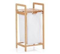 Lumaland Panier à linge en bambou avec sac à linge coulissant, matériau facile d'entretien, résistant à l'humidité et facile à nettoyer, 73 x 33 x 33 cm (H x l x L)