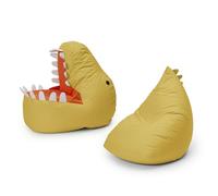 LUMALAND Set de pouf pour enfants "Dino" (2 pièces) - jaune moutarde