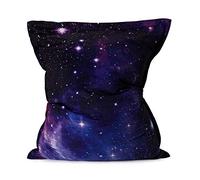 Lumaland Pouf géant de Luxe | Intérieur et extérieur XXL Pouf avec Housse Lavable | 140cm x 180cm | Grand Coussin d'assise | Sac intérieur Rechargeable incluant 380 litres de Billes EPS [Galaxy]